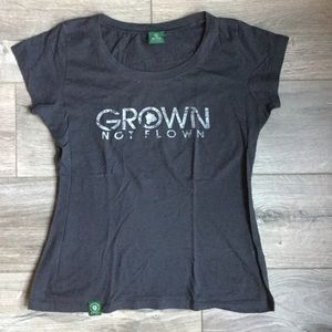 Aloha Grown Not Flown T-shirt, Charcoal Gray, L.